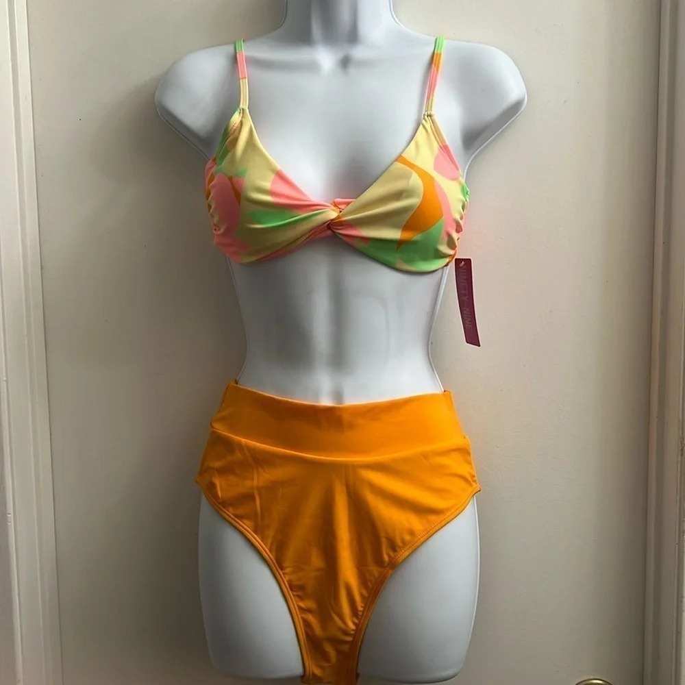 Juniors Ninety Nine Degrees Twist Front Bralette Bikini Set - Size Medium